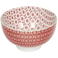 Service en porcelaine 18 pièces motif graphique beige et rouge|Gifi Outlet