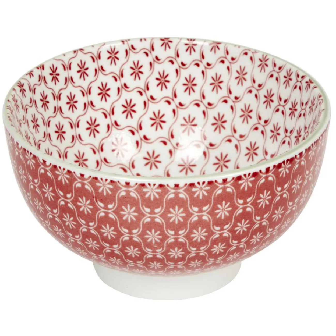 Service en porcelaine 18 pièces motif graphique beige et rouge|Gifi Outlet