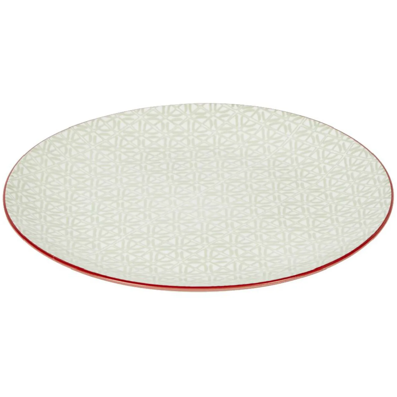 Service en porcelaine 18 pièces motif graphique beige et rouge|Gifi Outlet