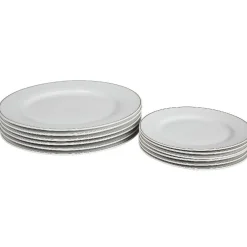 Service vaisselle 12 pièces blanc décor filet doré Vaisselle Et Accessoires De Table