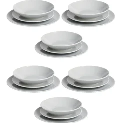 Service vaisselle 18 pièces céramique gris|Gifi Discount