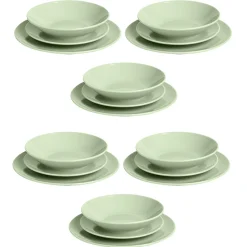 Service vaisselle 18 pièces céramique vert|Gifi Hot