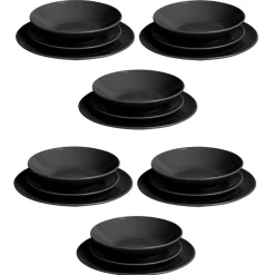 Service vaisselle 18 pièces céramique noir|Gifi Clearance
