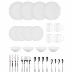 Outlet Service vaisselle blanc complet 32 pièces Vaisselle Et Accessoires De Table
