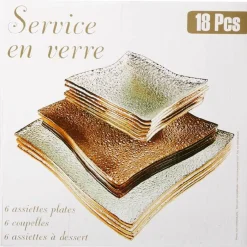 Service vaisselle doré transparent 18 pièces|Gifi Sale