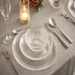 Service vaisselle en verre transparent|Gifi New