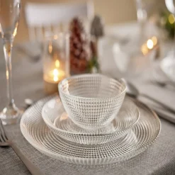 Service vaisselle en verre transparent|Gifi New