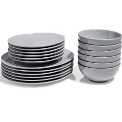 Service vaisselle gris 18pcs|Gifi