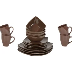 Online Service vaisselle marron 16 pièces Vaisselle Et Accessoires De Table