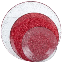 Service vaisselle rond en verre rouge transparent 18 pièces|Gifi