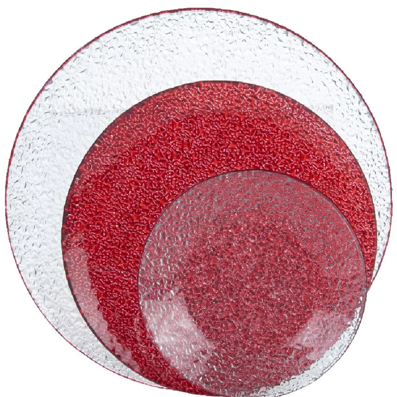 Service vaisselle rond en verre rouge transparent 18 pièces|Gifi