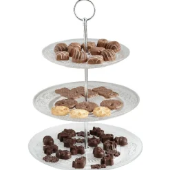 Serviteur à 3 niveaux transparent Vaisselle Et Accessoires De Table