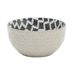 Sale Set 4 bols décor ethnique noir et blanc et support en bambou Vaisselle Et Accessoires De Table