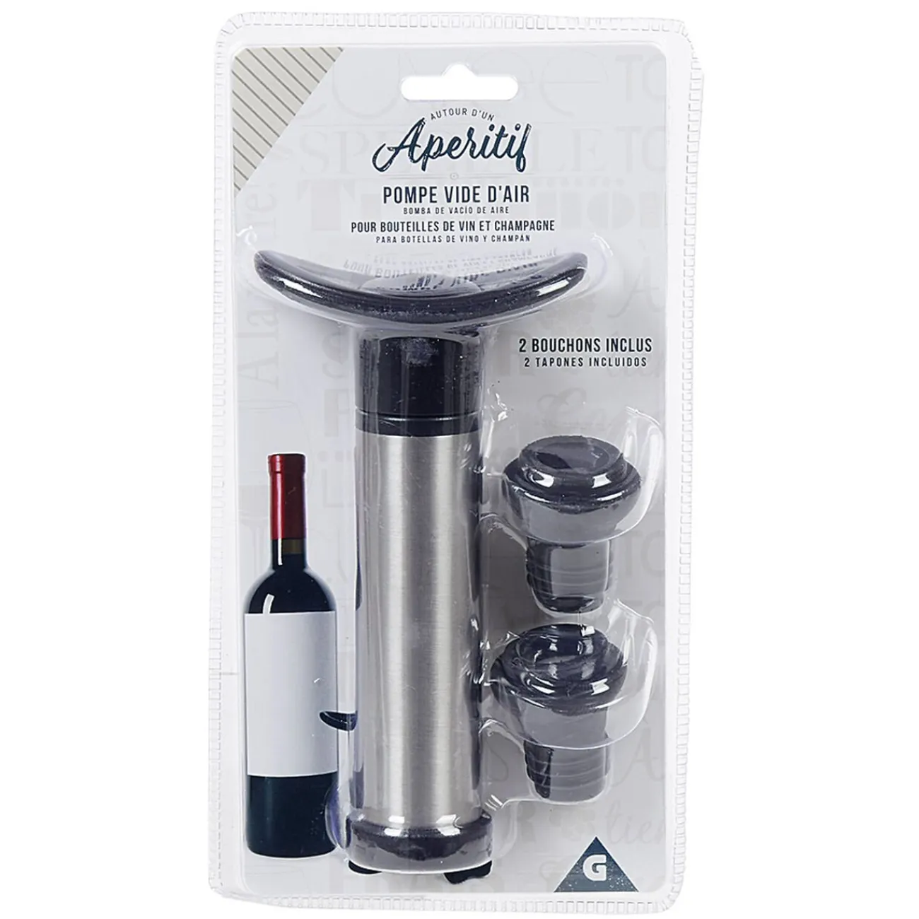Set 1 pompe à vide + 2 bouchons à vin|Gifi Discount