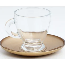 Set 6 tasses expresso nacré et doré 9 cl|Gifi
