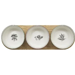 Set apéritif coupelle porcelaine x3 et support bambou|Gifi Clearance
