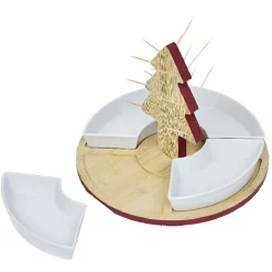 Set apéritif plateau bambou sapin Noël et coupelle x4|Gifi Online