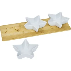 Set apéritif plateau bambou et coupelle étoile x3|Gifi