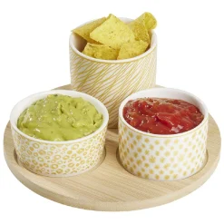 Set apéro plateau bambou Ø20cm et coupelle x3|Gifi Best