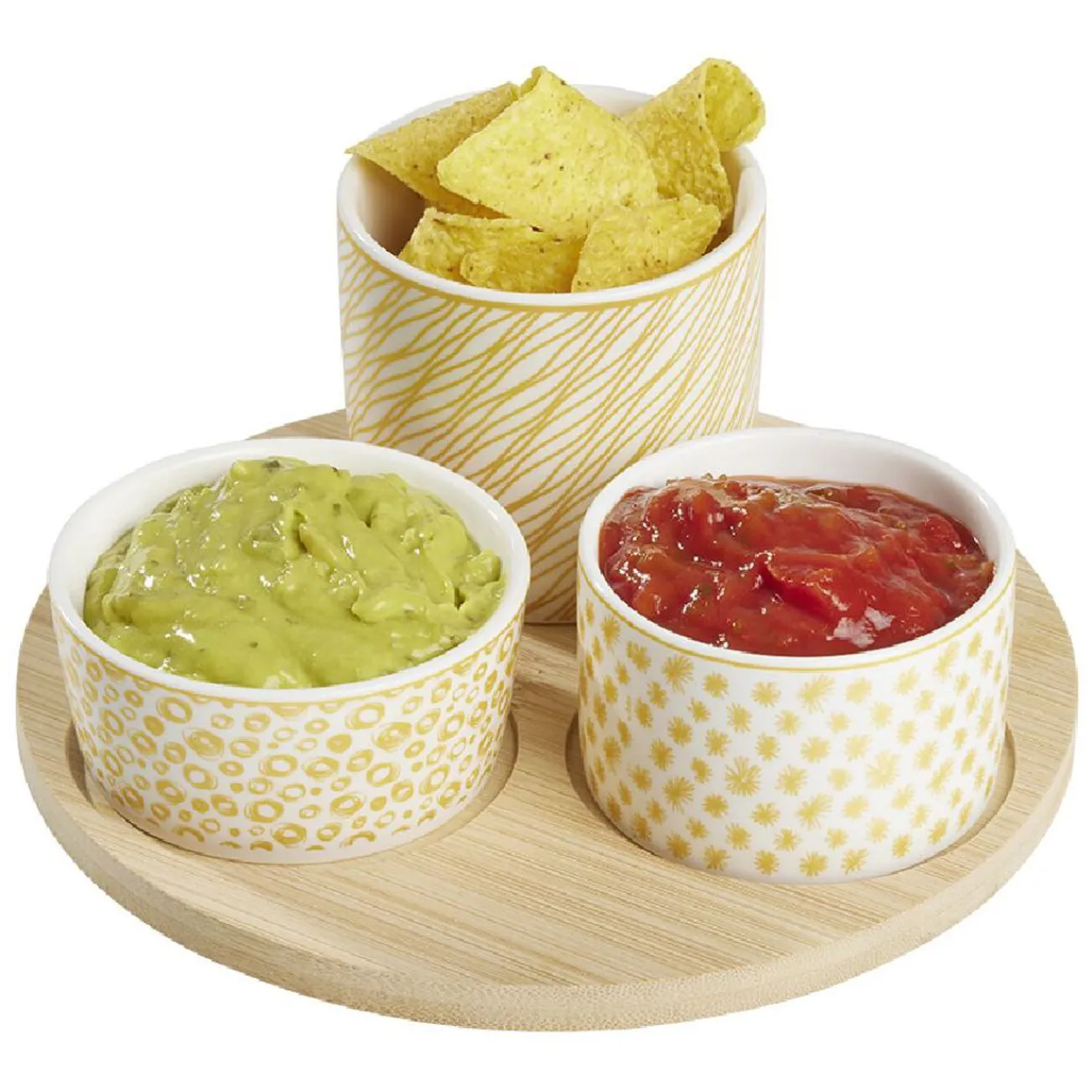 Set apéro plateau bambou Ø20cm et coupelle x3|Gifi Best