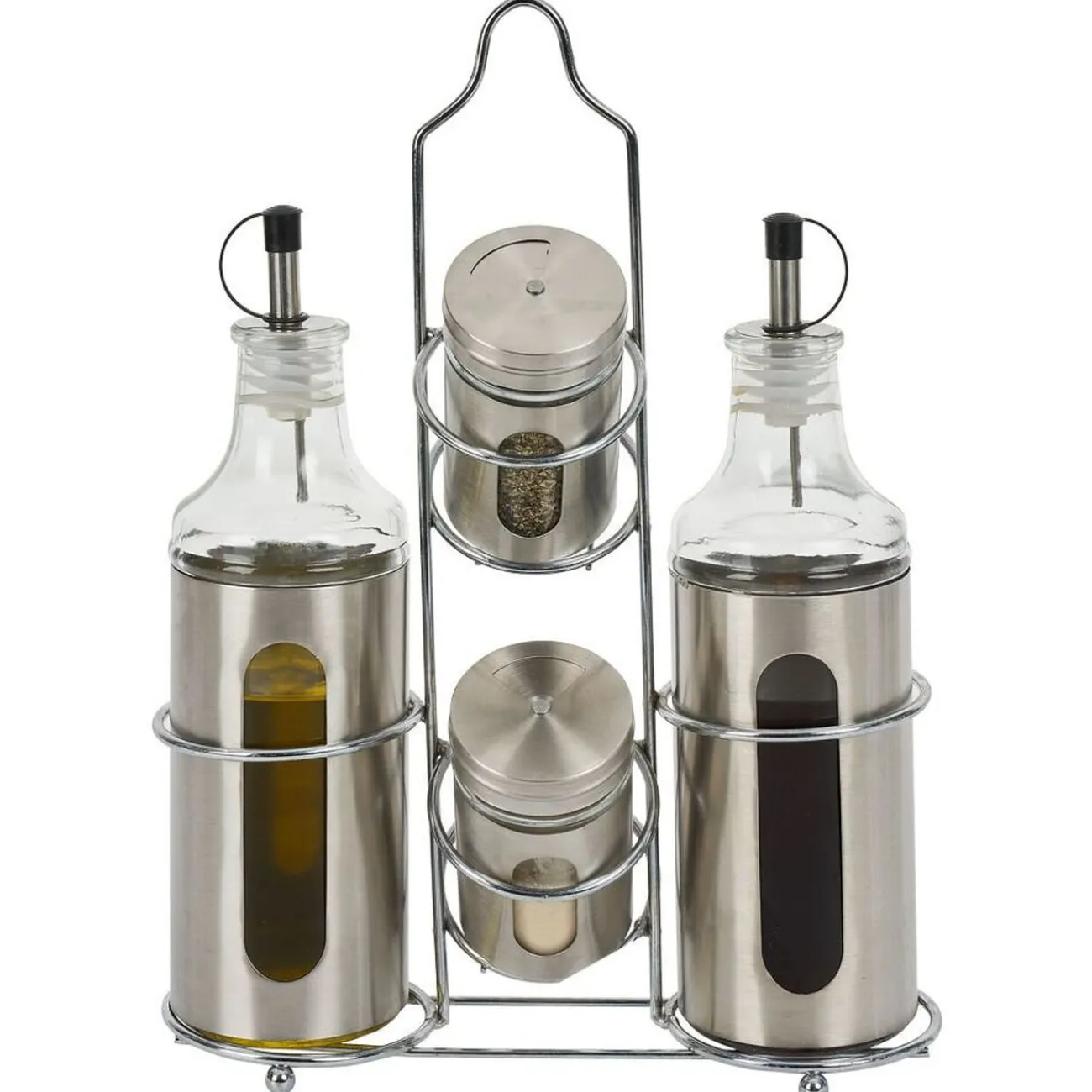 Set assaisonnement 4-en-1 en verre et fer gris|Gifi Online