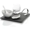 Set café gourmand ardoise et porcelaine blanche 5 pcs|Gifi Outlet