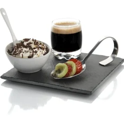 Set café gourmand ardoise et porcelaine blanche 5 pcs|Gifi Outlet