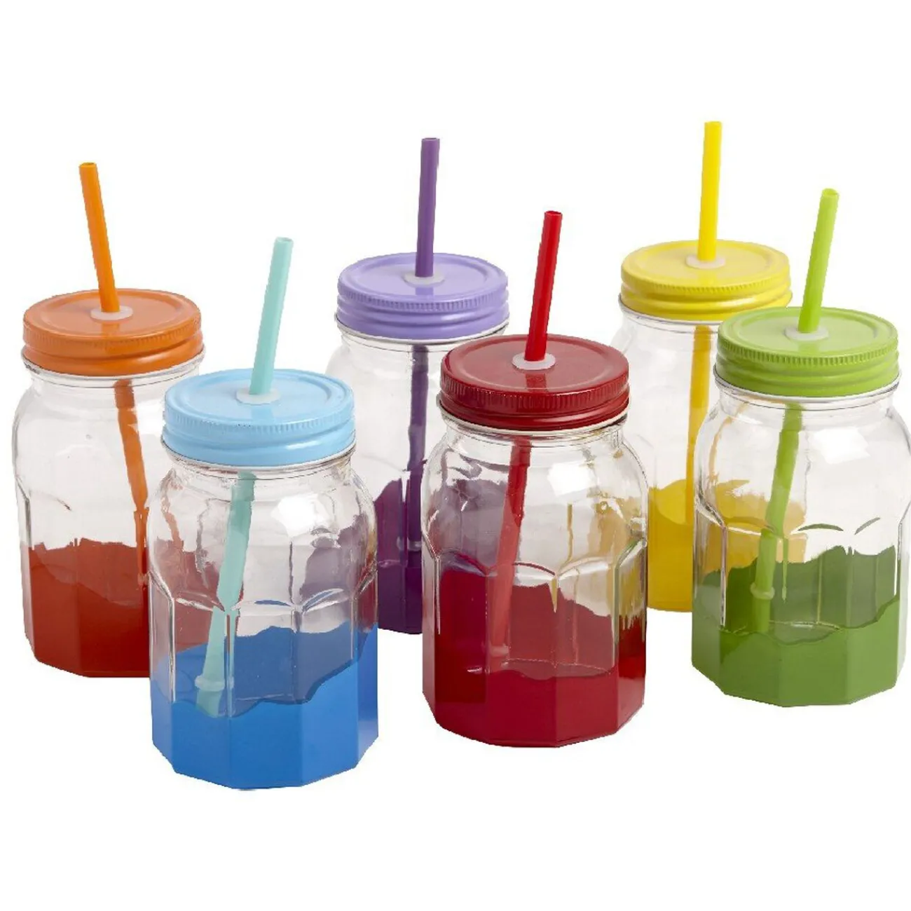 Sale Set de 6 bocaux et pailles multicolores Vaisselle Et Accessoires De Table