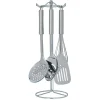 Set de 6 ustensiles de cuisine avec support inox gris Ø16xH40,5cm Préparation Culinaire