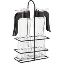 Set huile et vinaigre en verre relief fleur Ø5xH20cm|Gifi Outlet