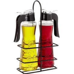 Set huile et vinaigre en verre relief fleur Ø5xH20cm|Gifi Outlet