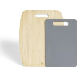Hot Set planche à découper x2 bambou et plastique Préparation Culinaire