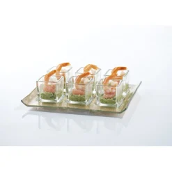 Online Set verrines transparentes et plateau doré Vaisselle Et Accessoires De Table