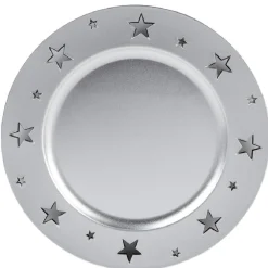Sous assiette plastique argenté motif étoiles|Gifi Discount