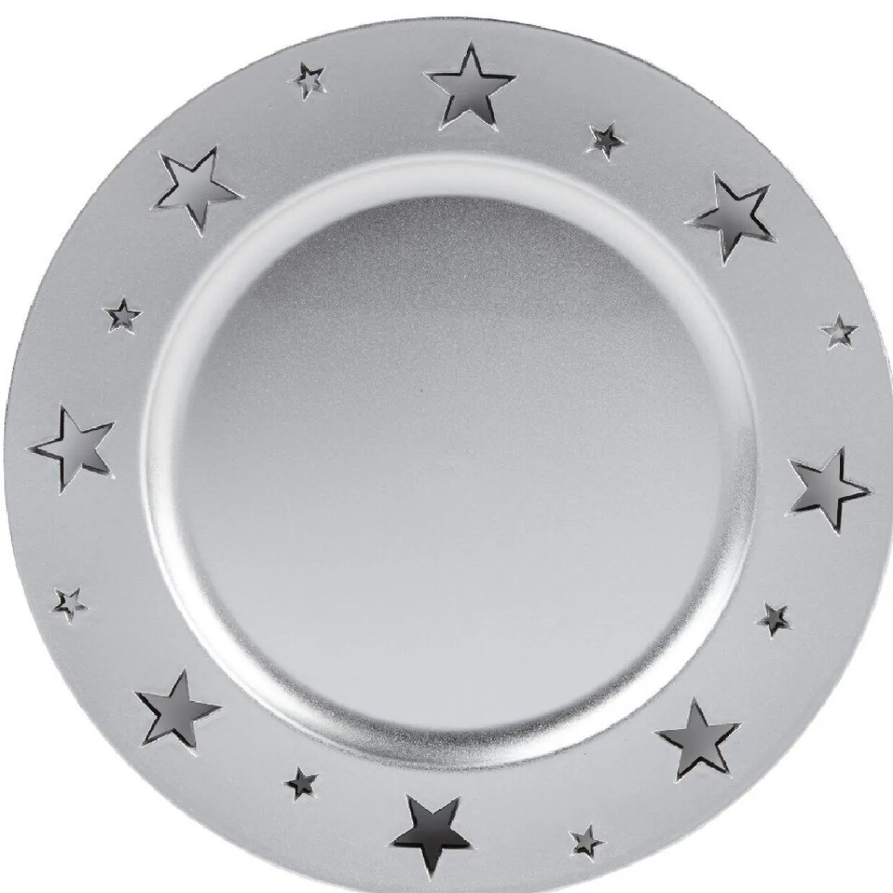 Sous assiette plastique argenté motif étoiles|Gifi Discount