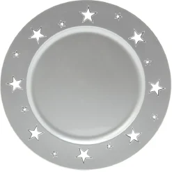 Sous assiette plastique motif étoile argenté|Gifi