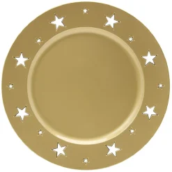 Sous assiette plastique motif étoile doré|Gifi Outlet