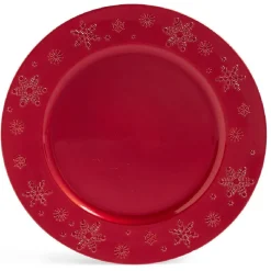 Sous assiette ronde rouge Ø33cm rebord flocon|Gifi Hot
