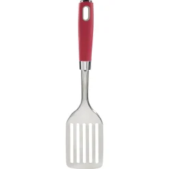 Sale Spatule ajourée en inox avec manche en polypropylène rouge Préparation Culinaire