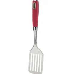 Sale Spatule ajourée en inox avec manche en polypropylène rouge Préparation Culinaire