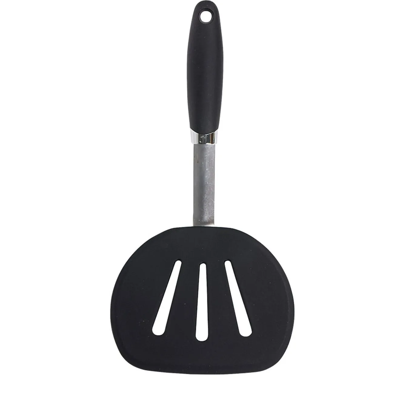 Hot Spatule ajourée en inox et silicone noir Préparation Culinaire