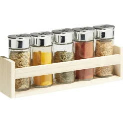 Outlet Support à épices en bois avec pot en verre x5 Préparation Culinaire