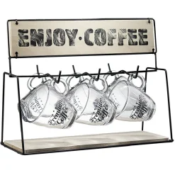 Support en métal avec 6 tasses expresso en verre|Gifi Hot