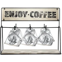 Support en métal avec 6 tasses expresso en verre|Gifi Hot