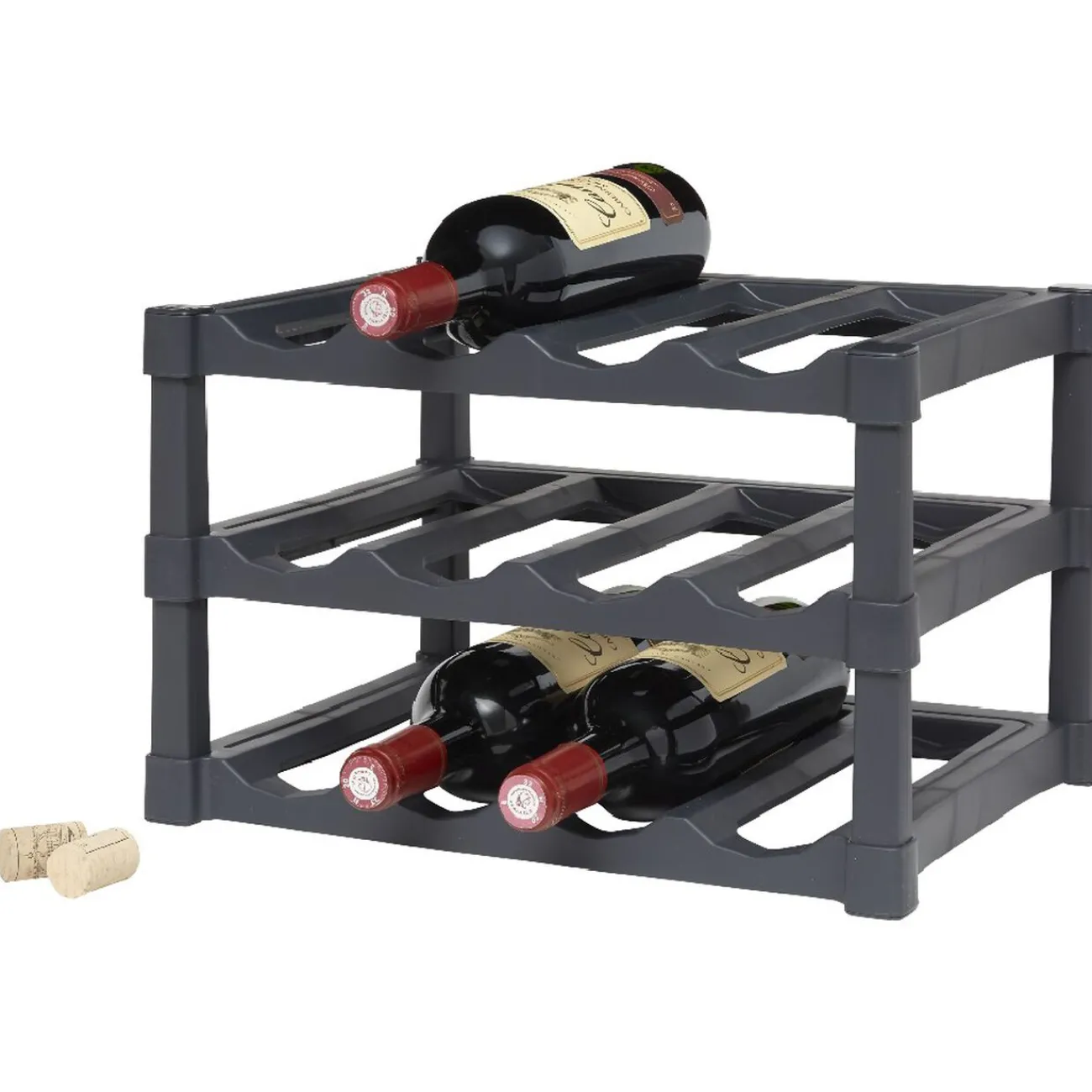 Outlet Support pour 12 bouteilles en plastique noir Rangement De Cuisine