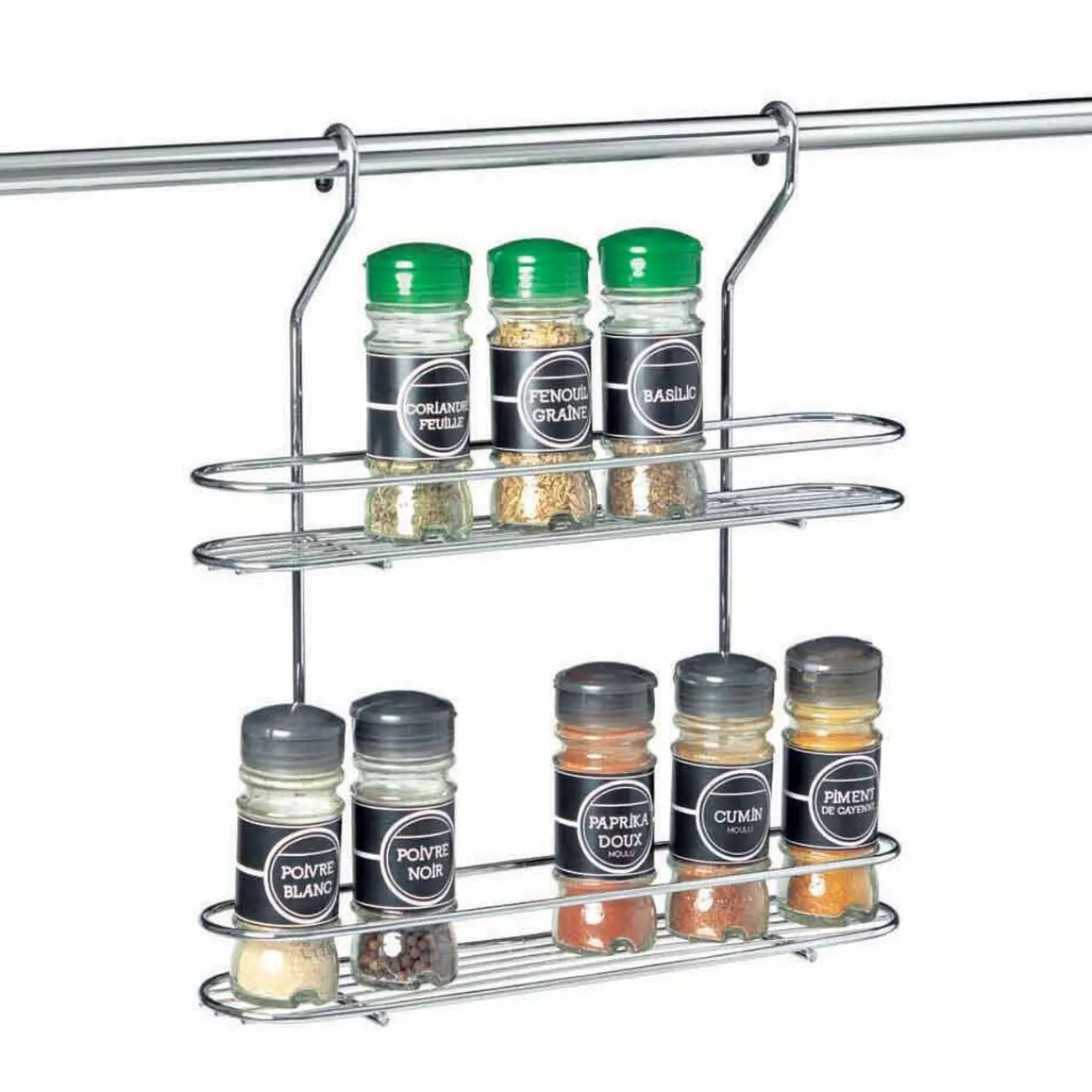 Hot Étagère à épices inox pour barre de crédence 2 niveaux Rangement De Cuisine
