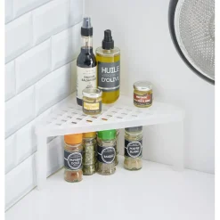 New Étagère d'angle cuisine plastique blanc Rangement De Cuisine