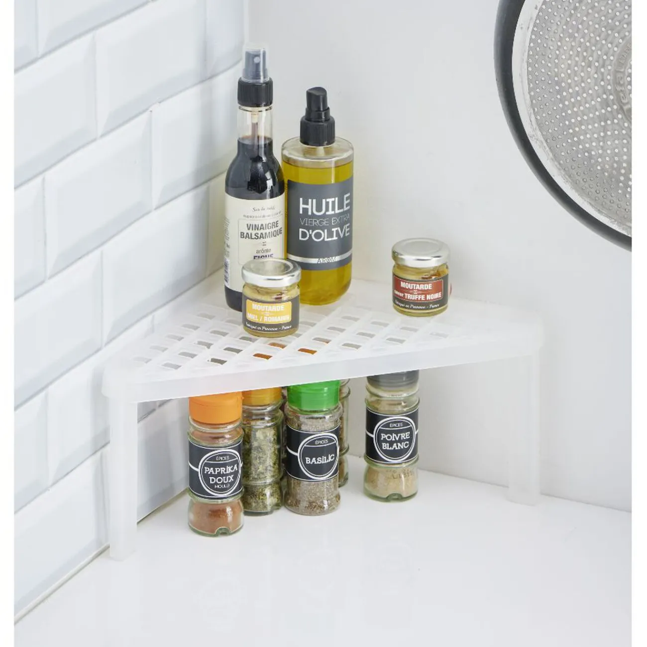 New Étagère d'angle cuisine plastique blanc Rangement De Cuisine