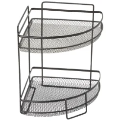 Hot Étagère d'angle vintage métal noir 2 niveaux Rangement De Cuisine
