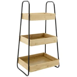 Online Étagère de cuisine 3 niveaux noir naturel Rangement De Cuisine